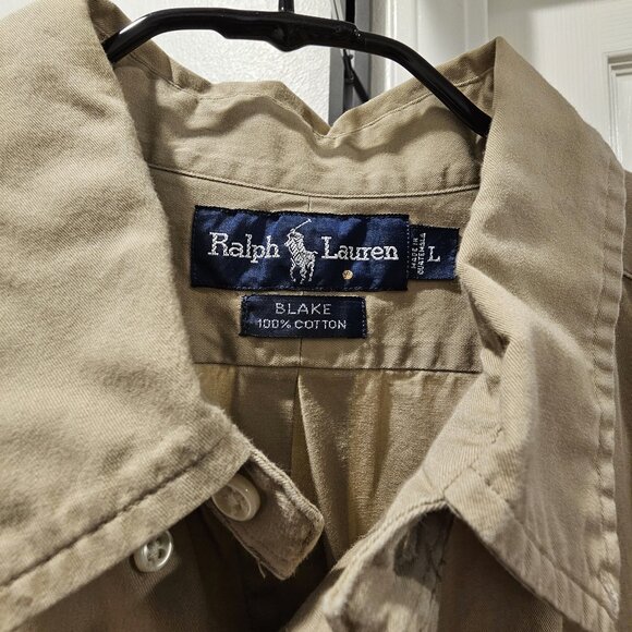 RALPH LAUREN POLO MENS SHIRT LARGE TAN BLAKE CLASSIC LONG SLEEVE BUTTON DENIM - Picture 2 of 7